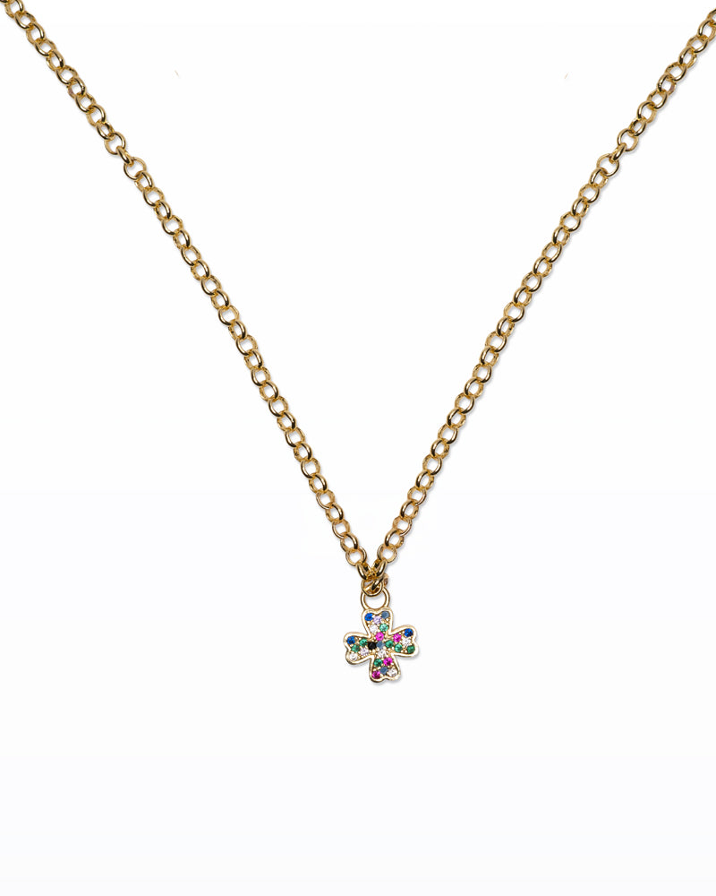 Croce Arcobaleno – Collana dorata con croce multicolor